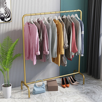 Simple Nordic clothing store display rack floor Iron Gold hanging clothes rack household mens and womens display shelves