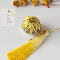 Autumn hand bow ball Cuju diy material bag Finished car hanging bag hanging keychain creative handmade Anniversary gift