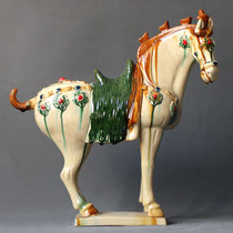 Tang Sancai Horse Ceramics Horse Three Flowers High Cherry Horse Swing Piece Home Living Room Xuanguan Adornment Gift Handicraft Swing Piece