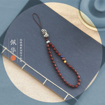 Fidelity Indian small leaf red sandalwood silver brave men and women mobile phone lanyard car key chain birthday gift