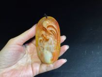 Lao Tian no statue of Buddha handlebar piece round carved pure handmade shoushan stone Kirin and Tian jade