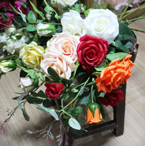 Simulation touch glue rose rose rose rose flower single film diamond rose Vase decoration accessories simulation flower