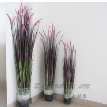 Simulation Dog Tail Grass Potted Bonsai Emulation Green Plant Pure Grass Plant Autumn Color Dog Tail Grass Storefront Decoration Accessories