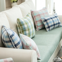 Pillow sofa backrest bedside cushion waist pillow pillowcase plaid modern simple and fresh Mediterranean