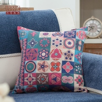 Original brand cotton and linen sofa cushion pillow pillow back cover without core fabric ethnic style grid