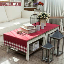 New fabric dining table coffee table table table cloth mat dust cover cloth solid color modern simple Nordic plaid hipster Cotton