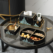 New Chinese multifunctional tissue box storage box storage box light luxury home living room office creative rockery high-end decorations