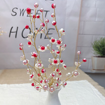 Handmade Diy Happiness Flower Material Pack Bicolor Gradient Dazzling Imitation Pearl Bouquet Four Leaf Petal Material Accessories