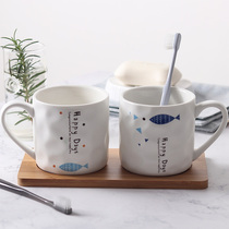 Brushing cups washing cups ceramic mouthwash cups lovers set toothbrush cups one pair of teeth cups toilet cups