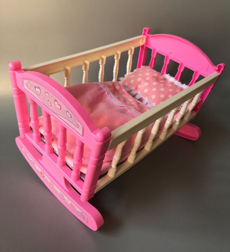 儿童女孩过家家玩具床咪露娃娃床玩具摇床仿真婴儿床床单整套装