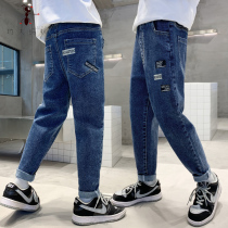 Boy autumn casual pants 2021 new children boys spring and autumn jeans Net red trousers tide S31006