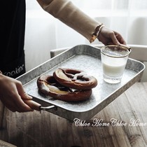 Ins Nordic style rectangular retro wrought iron inventory heart coffee dessert barbecue hot pot plate