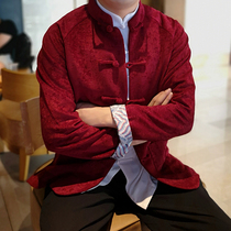Chinese style Tang dress Young man Chinese casual Autumn and spring jacket Long sleeve jacket Chinese top tunic