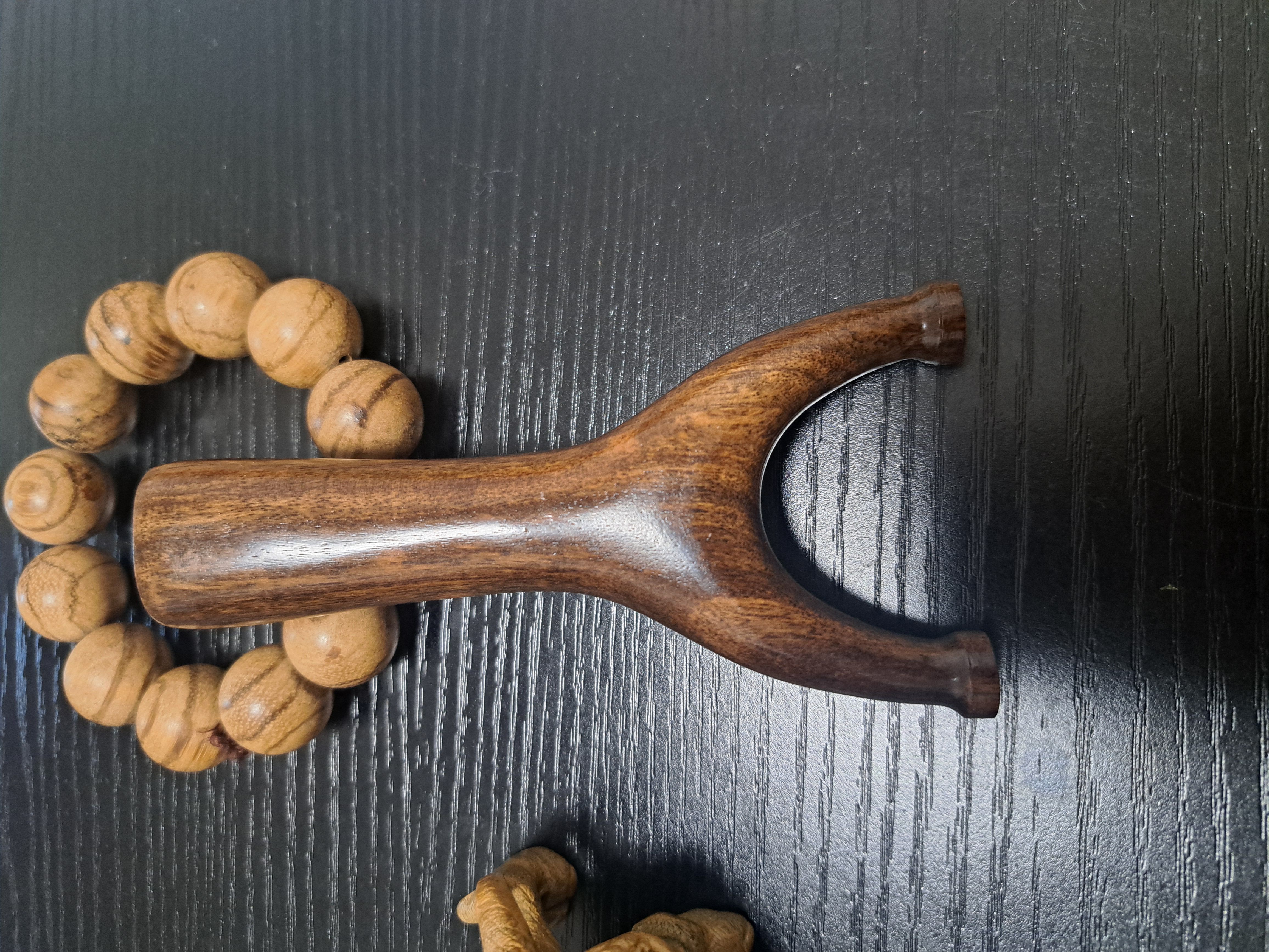 直板小弓门65飞虎叉弹弓经典户外精准弓型黑檀老料实木弓手原木弓