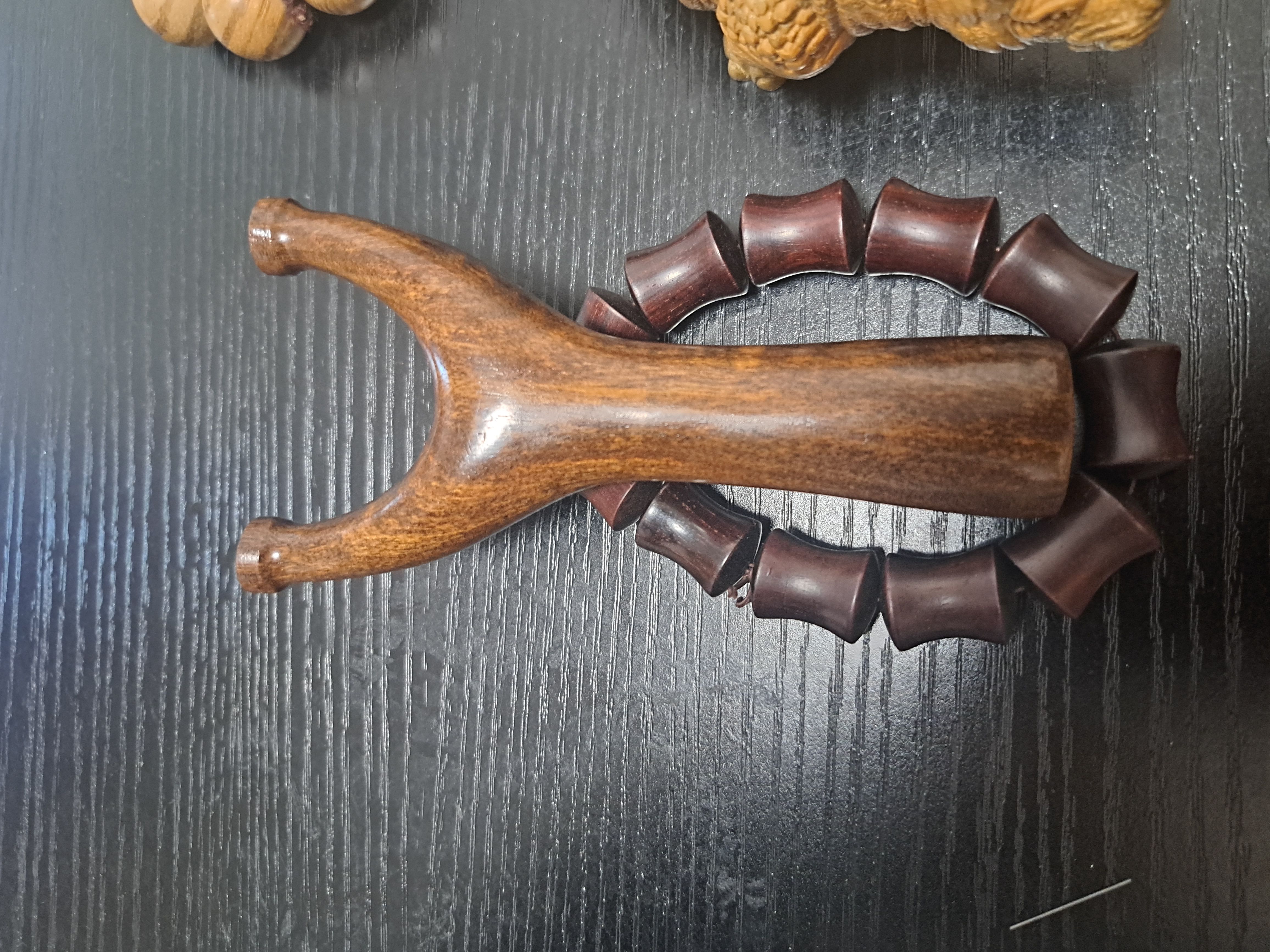 直板小弓门65飞虎叉弹弓经典户外精准弓型黑檀老料实木弓手原木弓