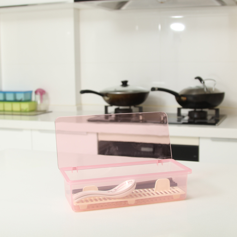 厨房用品多功能塑料筷子盒彩色创意筷子笼带盖大号筷子收纳盒沥水产品展示图4