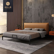 Modern Light Luxury Leather Bed 1 8 m Genuine Leather Bed Double Bed Master Bedroom With Light Lavish Bed After modern minimalist Minimalist Bed