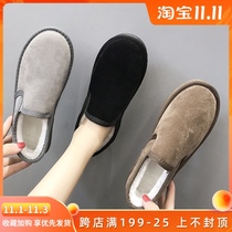 Cotton shoes women winter plus velvet 2021 New Korean version of Joker couple warm snow boots women short tube flat bread shoes tide