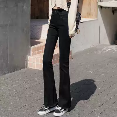 High waist micro flared pants women's nine-point pants slim and thin 2021 summer thin loose black jeans women's trousers autumn