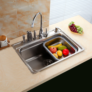 池套餐洗手盆全铜大洗手池 厨房不锈钢洗菜盆单槽加厚洗菜池_步街网