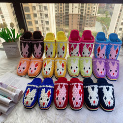 Non-slip woolen slippers, handmade slippers, wedding shoes, confinement slippers, ice strip slippers, warm home shoes