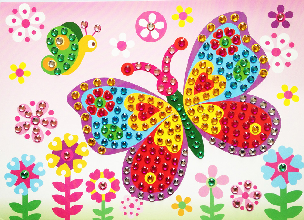 儿童钻石画贴纸贴画晶彩画创意diy手工制作水晶贴画圆钻益智玩具