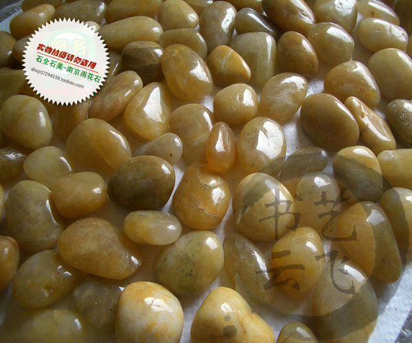 深度抛光雨花石(黄颜色)/鹅卵石/园林石/透明黄色鹅卵石/装饰玄关