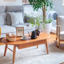 Nordic pure solid wood coffee table modern minimalist cherry wood living room storage tea table coffee table home small apartment tea table