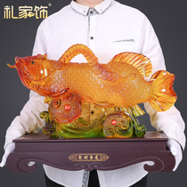 Zhaocai Golden Dragon Fish Ornament Large Size Water Glass Craft Opening Gift Restaurant Wangpo Qiaojian Home Decoration