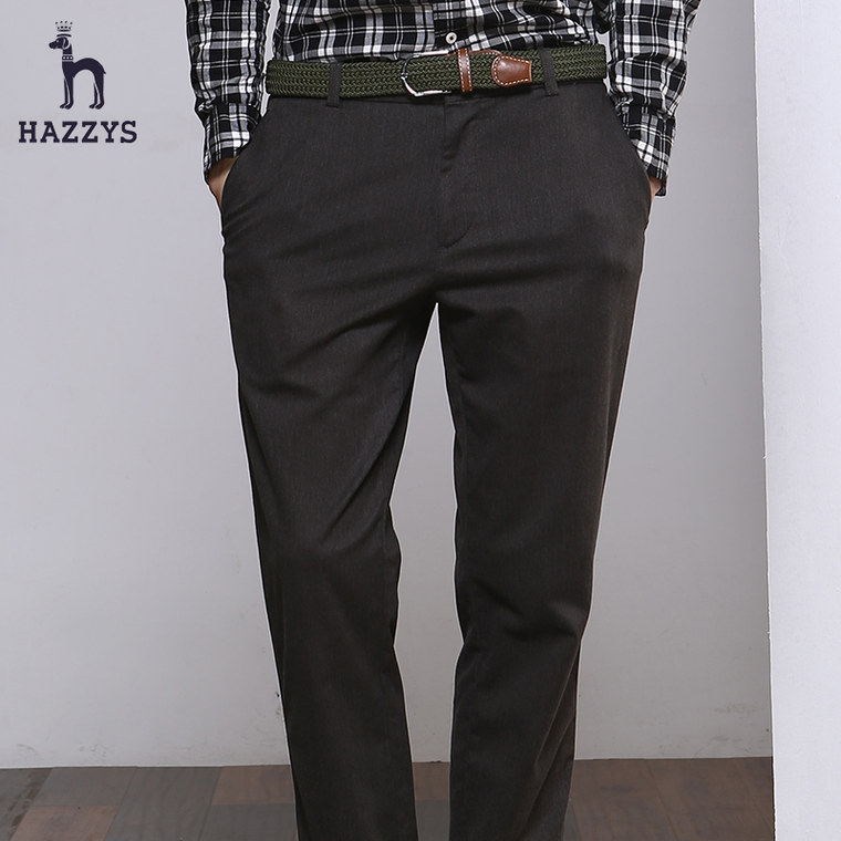 Hazzys哈吉斯2015秋季新款男士休闲裤 青年英伦修身纯色长裤男装