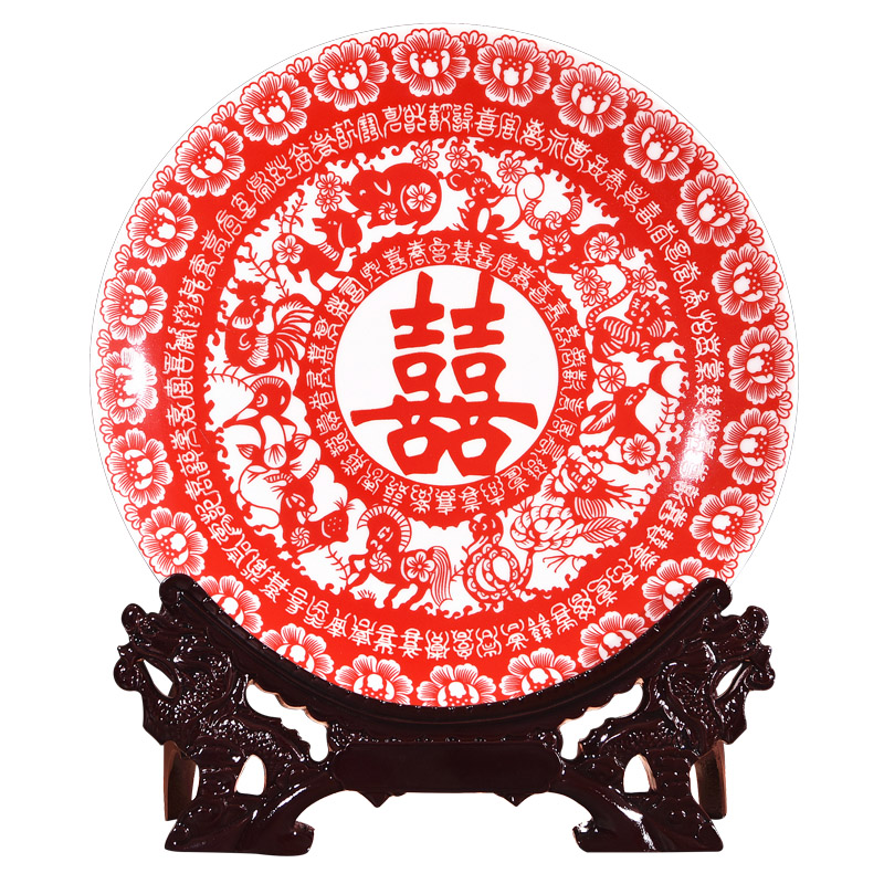 Jingdezhen ceramics festival decoration Chinese zodiac hang dish plate of new Chinese style household crafts home furnishing articles