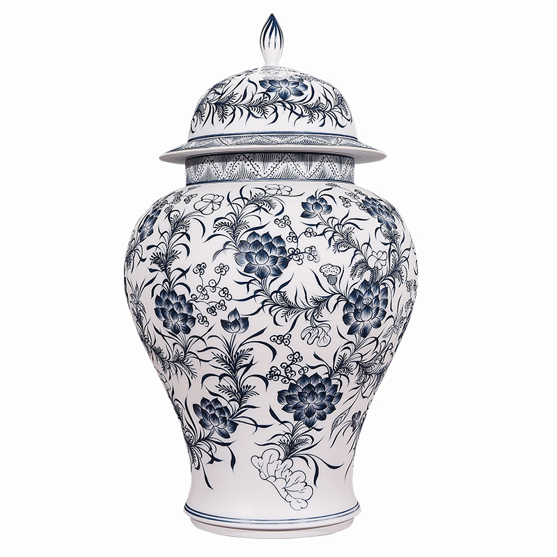 General antique hand - made of blue and white porcelain of jingdezhen ceramics unglazed pot household of Chinese style living room decoration craft gift