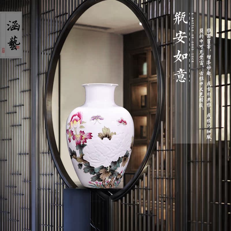 Jingdezhen ceramic knife clay hand - made vases, flower arranging Chinese style household living room TV cabinet decoration handicraft furnishing articles