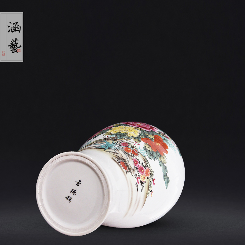 Jingdezhen ceramics powder enamel blooming flowers, get a bottle of new Chinese style living room decoration flower arrangement craft gift furnishing articles
