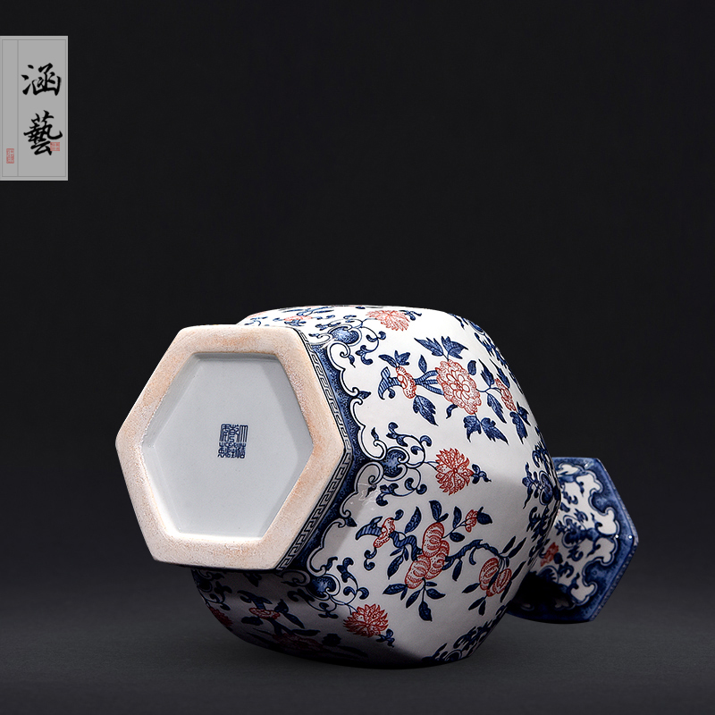 Jingdezhen ceramic hand - made youligong of blue and white porcelain vase furnishing articles flower arranging new Chinese style living room decoration craft gift