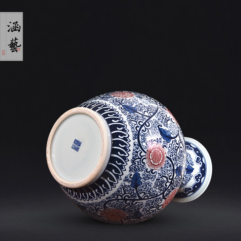 Jingdezhen ceramics hand - made antique blue - and - white youligong bottle vase collection home sitting room handicraft furnishing articles