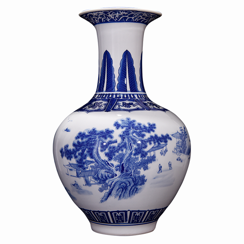 Jingdezhen ceramics archaize qianlong landscape of blue and white porcelain vases, flower arranging Chinese sitting room adornment handicraft furnishing articles