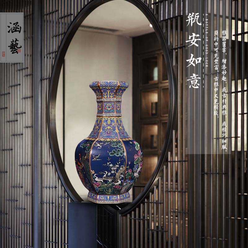 Qianlong vase enamel antique vase of jingdezhen ceramics classical sitting room adornment handicraft furnishing articles present