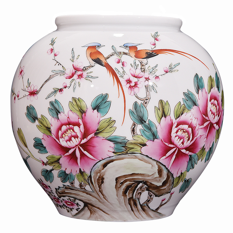 Jingdezhen ceramics hand - made pastel spring scenery garden porcelain vase Chinese sitting room place flower decoration