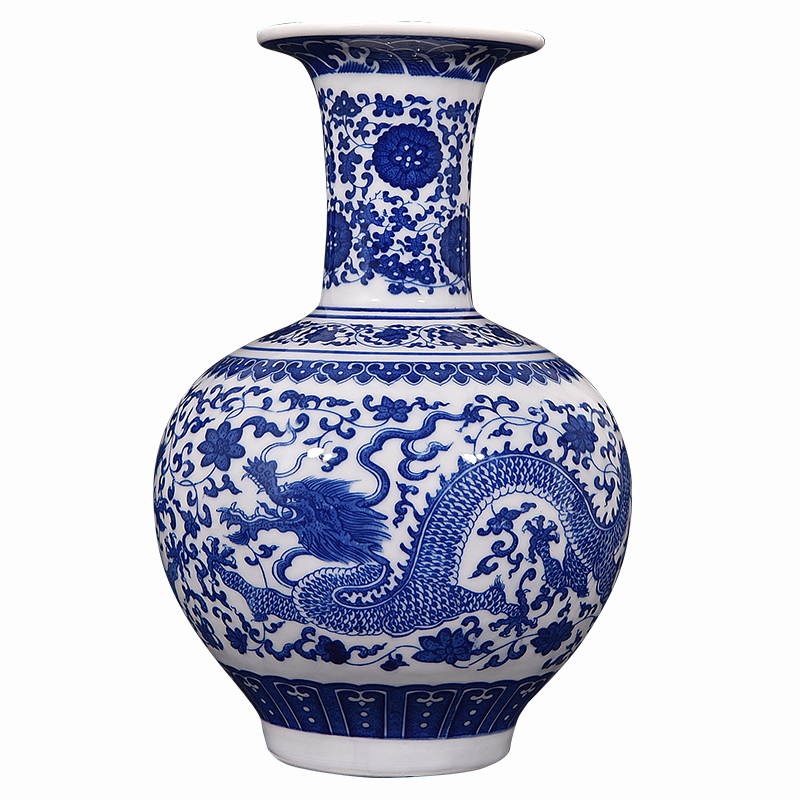 Jingdezhen ceramic flower arranging archaize sitting room place vase modern Chinese TV ark, of blue and white porcelain home decoration