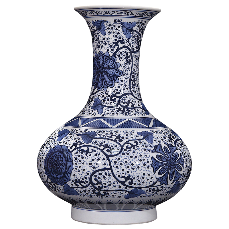 Jingdezhen ceramics hand - made porcelain vases, flower receptacle furnishing articles around branches of new Chinese style household living room decoration