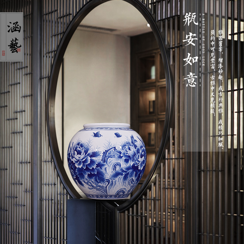 Jingdezhen ceramics hand - made porcelain of blooming flowers f tube of new Chinese style flower arrangement sitting room adornment handicraft furnishing articles