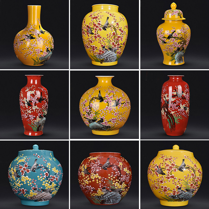 Jingdezhen ceramics hand - made xi mei tip bottles of living room flower vase on household crafts porcelain furnishing articles