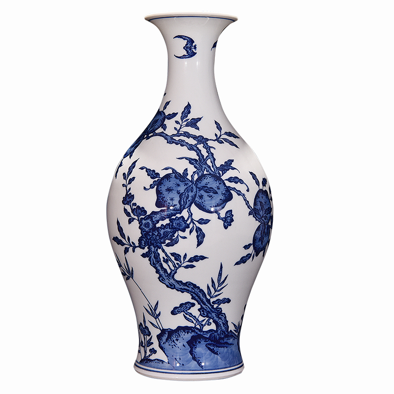 Jingdezhen ceramic vases, flower arranging new sitting room of Chinese style imitation antique hand - made of blue and white porcelain decoration handicraft furnishing articles