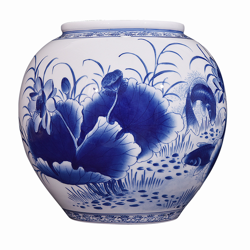 Hand - made porcelain of jingdezhen ceramics for wining year after year blessing tube of new Chinese style flower arrangement sitting room adornment handicraft furnishing articles