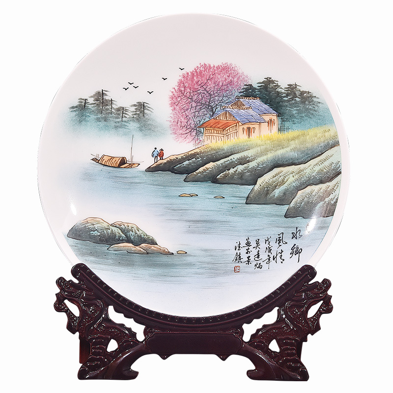 Hand is the jingdezhen ceramic decoration plate sit plate hanging dish of new Chinese style living room porch handicraft furnishing articles