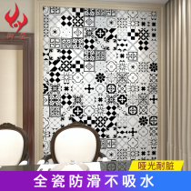 Four grid black and white tiles 300 wall tiles Kitchen tiles Bathroom tiles Balcony tiles Nordic retro tiles