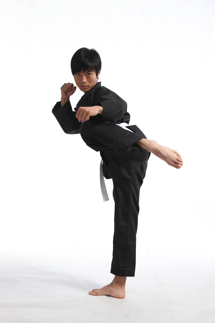 力搏王红蓝条纹跆拳道表演服成人儿童款道服