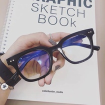 Fan Chengcheng star with black-framed glasses male TR90 square makeup thin anti-blue light flat mirror female light frame