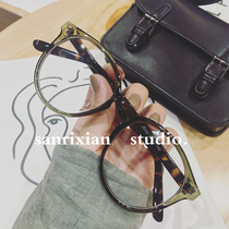 Students are small and fresh round face flat mirror no makeup thin large frame round frame men and women can be equipped with myopia ultra-light black frame glasses